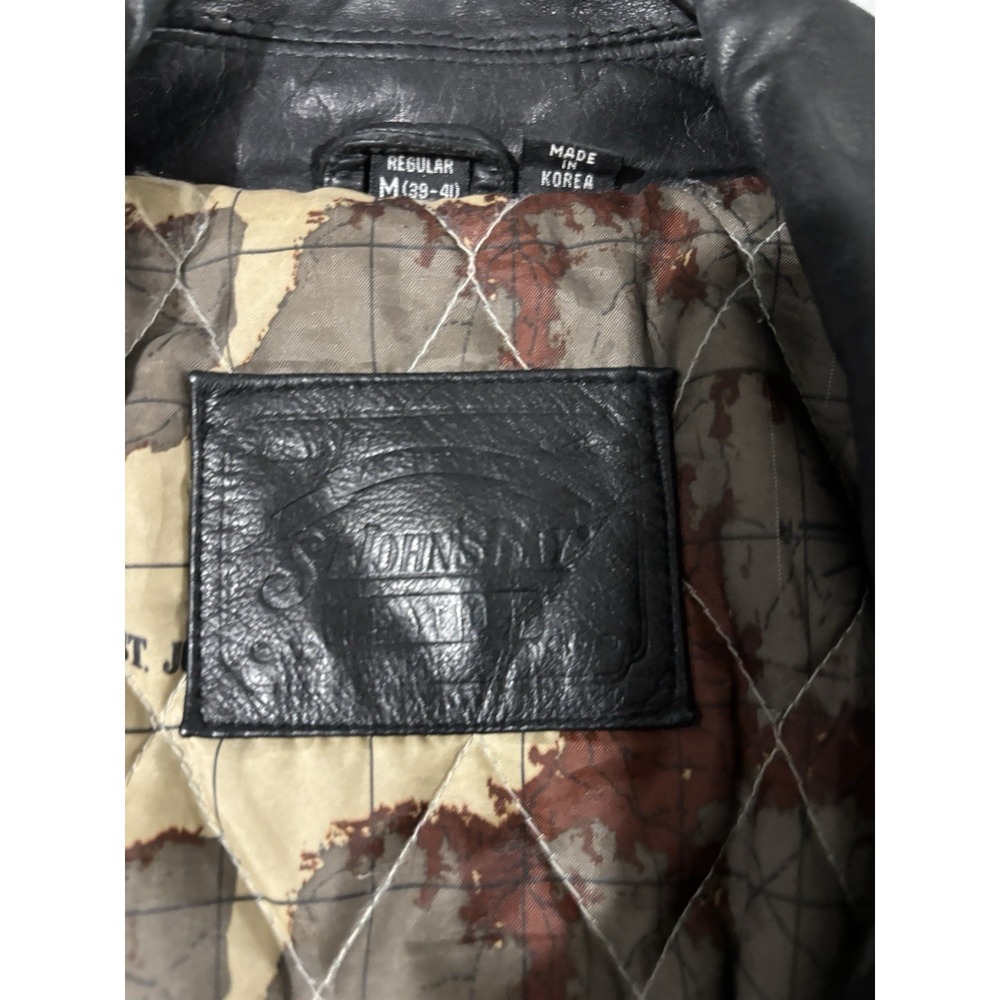 St. Johns Bay VTG lined black soft leather bomber jacket / men M / Nice - Picture 2 of 8
